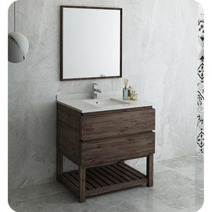 Fresca FVN3136ACA-FS Fresca Formosa 36" Floor Standing Modern Bathroom Vanity w/ Open Bottom & Mirror