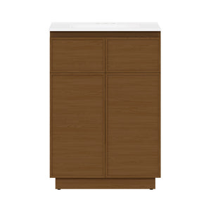 St. Tropez 24" Freestanding Bathroom Vanity in Brown Oak with 3-Hole Centerset Sink Top