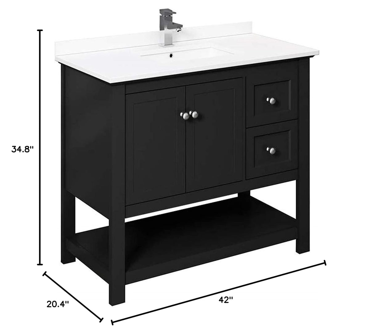 Fresca FCB2340BL-CWH-U Cabinet with Top and Sink