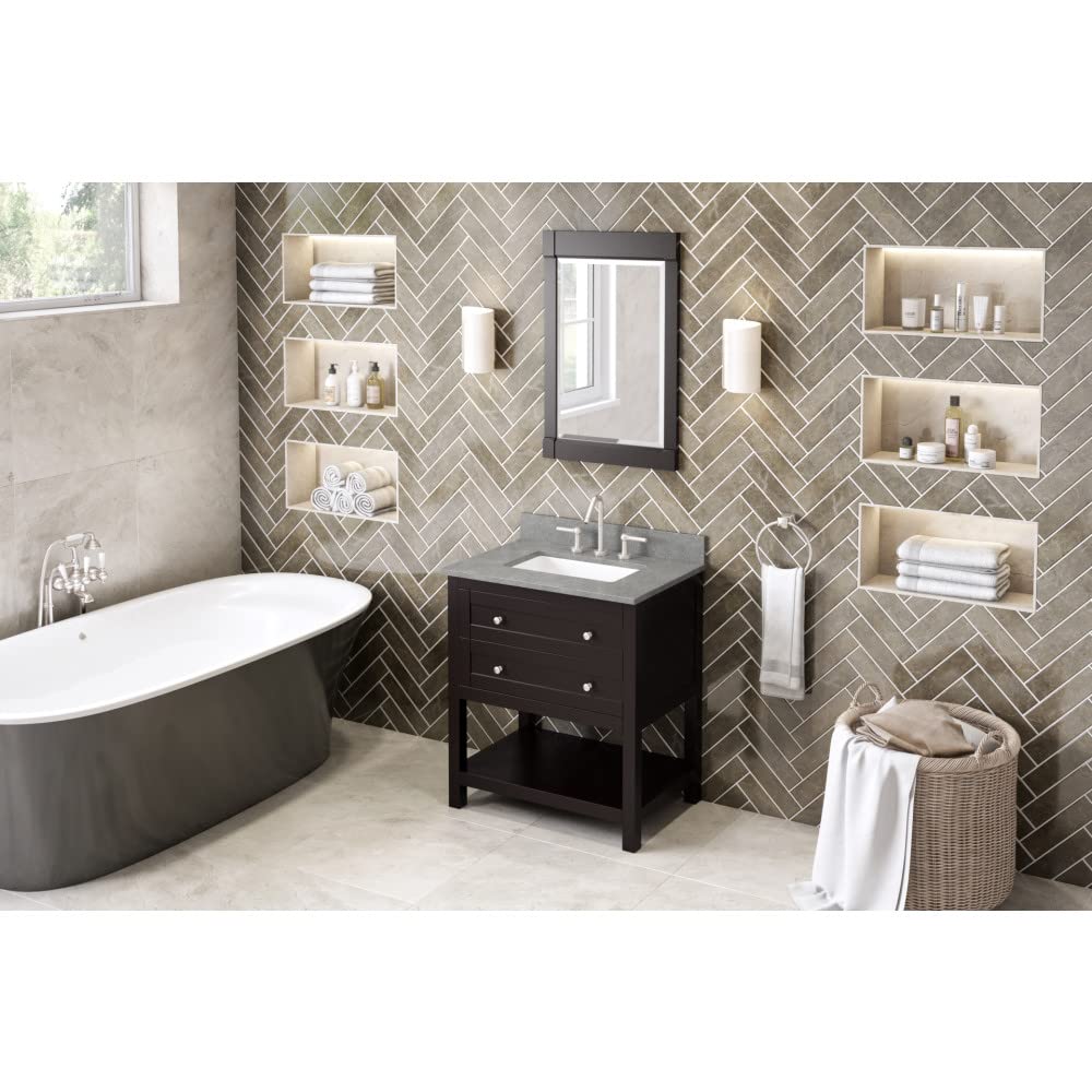 Jeffrey Alexander VKITAST30ESSGR 30" Espresso Astoria Vanity, Steel Grey Cultured Marble Vanity Top, undermount rectangle bowl