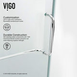 VIGO VG6012CHCL36 34.0" -46.0" W -73.38" H Frameless Hinged Rectangle Shower Enclosure with Clear 0.38" Tempered Glass and Stainless Steel Hardware in Chrome Finish with Reversible Handle