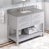 Jeffrey Alexander VKITWAV48GRSGR 48" Grey Wavecrest Vanity, Steel Grey Cultured Marble Vanity Top, undermount rectangle bowl