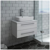 Fresca FCB6130WH-VSL-CWH-V Fresca Lucera 30" White Wall Hung Modern Bathroom Cabinet w/ Top & Vessel Sink