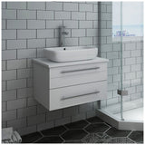 Fresca FCB6124WH-VSL-CWH-V Fresca Lucera 24" White Wall Hung Modern Bathroom Cabinet w/ Top & Vessel Sink