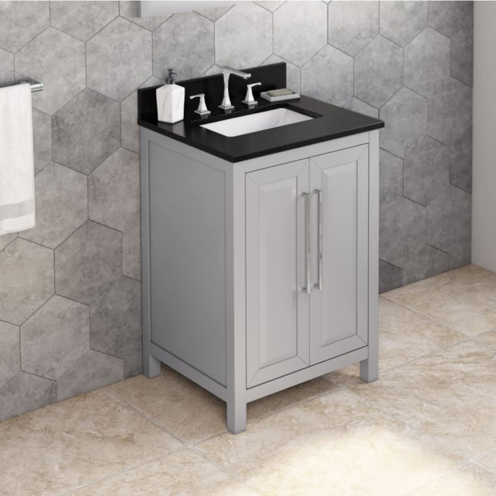 Jeffrey Alexander VKITCAD24GRBGR 24" Grey Cade Vanity, Black Granite Vanity Top, undermount rectangle bowl