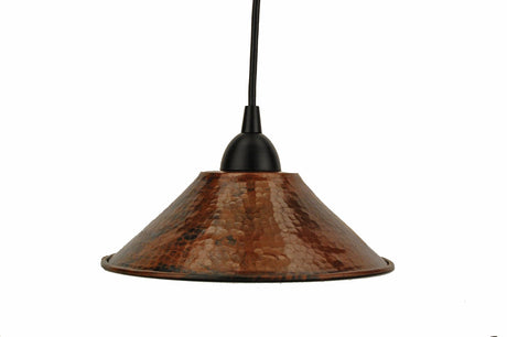 Premier Copper Products L500DB 9-Inch Hand Hammered Copper Cone Pendant Light, Oil Rubbed Bronze