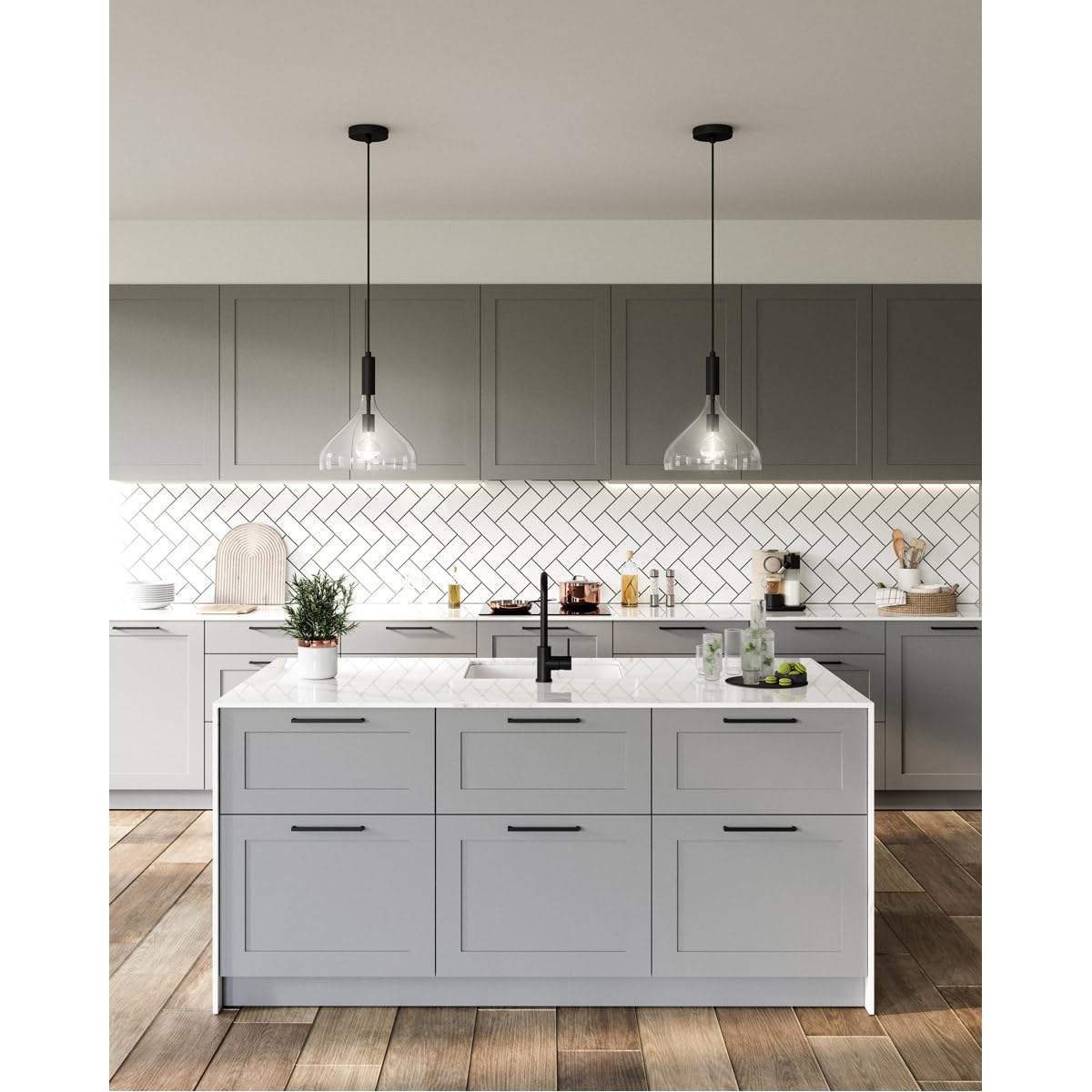 Alora PD532312MBCL BELLEVIEW 12" PD MATTE BLACK CLEAR GLASS CORD 72 1X60W E26