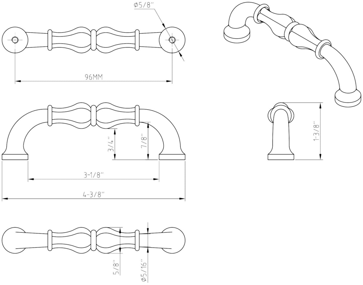 Jeffrey Alexander 818-96SN 96 mm Center-to-Center Satin Nickel Bella Cabinet Pull