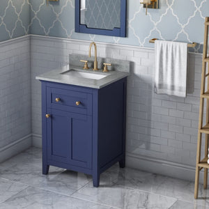 Jeffrey Alexander VKITCHA24BLSGR 24" Hale Blue Chatham Vanity, Steel Grey Cultured Marble Vanity Top, undermount rectangle bowl