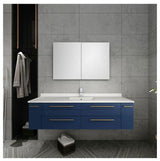 Fresca FCB6160RBL-UNS Fresca Lucera 60" Royal Blue Wall Hung Single Undermount Sink Modern Bathroom Cabinet