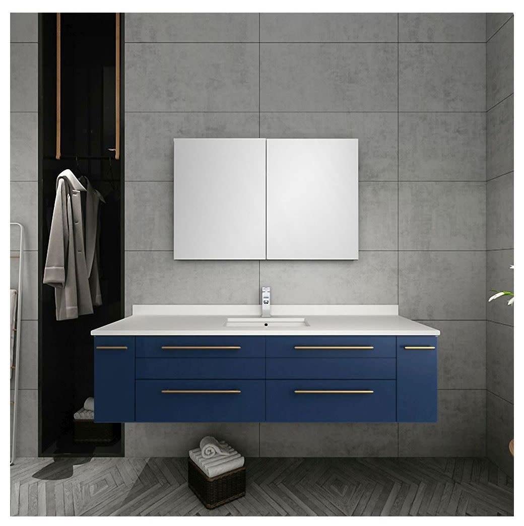 Fresca FCB6160GR-UNS Fresca Lucera 60" Gray Wall Hung Single Undermount Sink Modern Bathroom Cabinet