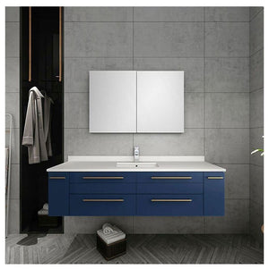 Fresca FCB6160GR-UNS Fresca Lucera 60" Gray Wall Hung Single Undermount Sink Modern Bathroom Cabinet