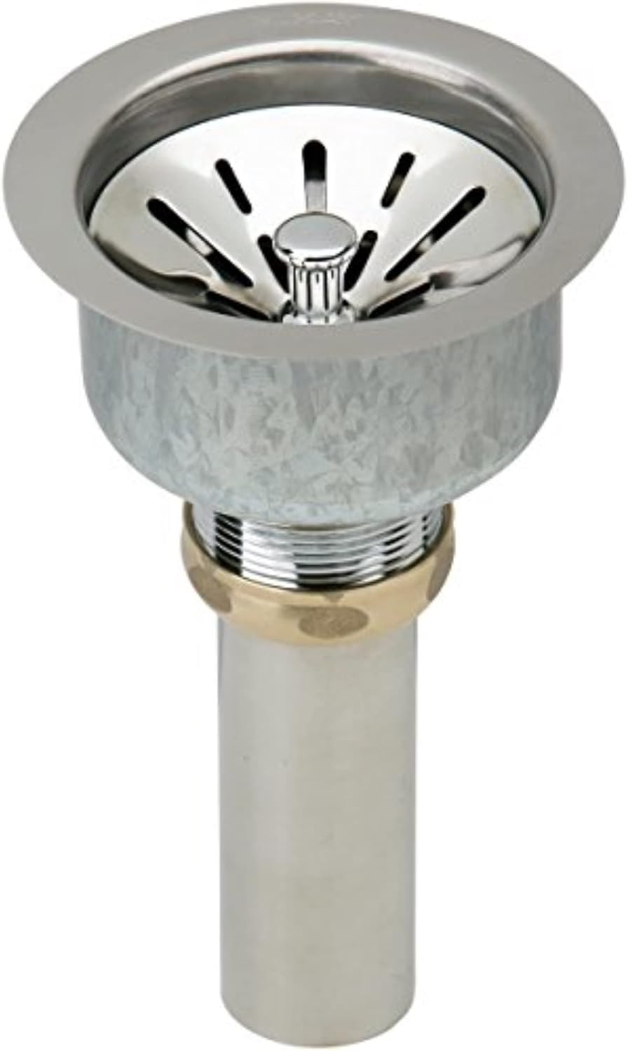 Elkay LK99 3-1/2" Deluxe Drain with Type 304 Stainless Steel Body, Strainer Basket, Rubber Seal, and Tailpiece