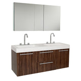 Fresca FVN8013GW Fresca Opulento 54" Walnut Modern Double Sink Bathroom Vanity w/ Medicine Cabinet