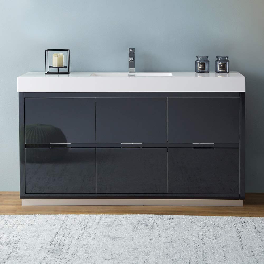 Fresca FCB8460WH-I Fresca Valencia 60" Glossy White Free Standing Modern Bathroom Vanity