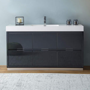 Fresca FCB8460WH-I Fresca Valencia 60" Glossy White Free Standing Modern Bathroom Vanity