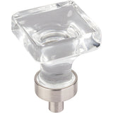 Jeffrey Alexander G140SN 1" Overall Length Satin Nickel Square Glass Harlow Cabinet Knob