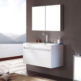 Fresca FVN8010WH Fresca Mezzo 39" White Modern Bathroom Vanity w/ Medicine Cabinet