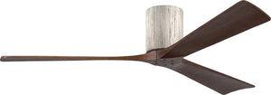 Matthews Fan IR3H-BW-WA-60 Irene-3H three-blade flush mount paddle fan in Barn Wood finish with 60” solid walnut tone blades. 