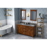 Jeffrey Alexander VKITCHA60CHBOR 60" Chocolate Chatham Vanity, double bowl, Boulder Cultured Marble Vanity Top, two undermount rectangle bowls