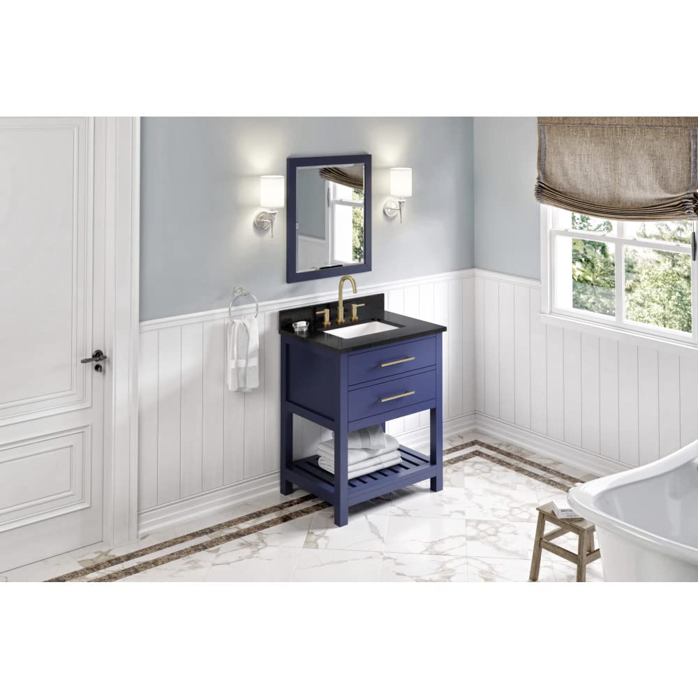 Jeffrey Alexander VKITWAV30BLBGR 30" Hale Blue Wavecrest Vanity, Black Granite Vanity Top, undermount rectangle bowl