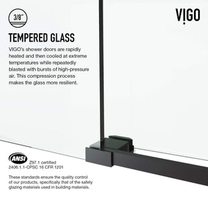 VIGO Adjustable 48-52 in. W x 76 in. H Elan Cass Frameless Glass Shower Door with Aerodynamic Shower Glass Door Matte Black Shower Kit Complete and Door Glass Sliding Door - VG6044MBCL5276