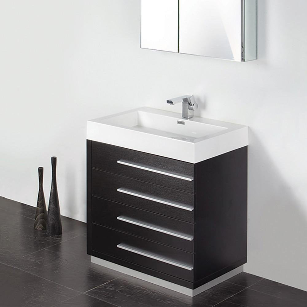 Fresca FCB8024GO-I Fresca Livello 24" Gray Oak Modern Bathroom Cabinet w/ Integrated Sink