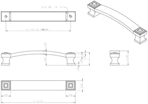 Jeffrey Alexander 585-128DACM 128 mm Center-to-Center Gun Metal Square Delmar Cabinet Pull