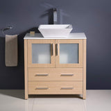 Fresca FCB6230GO-CWH-V Fresca Torino 30" Gray Oak Modern Bathroom Cabinet w/ Top & Vessel Sink