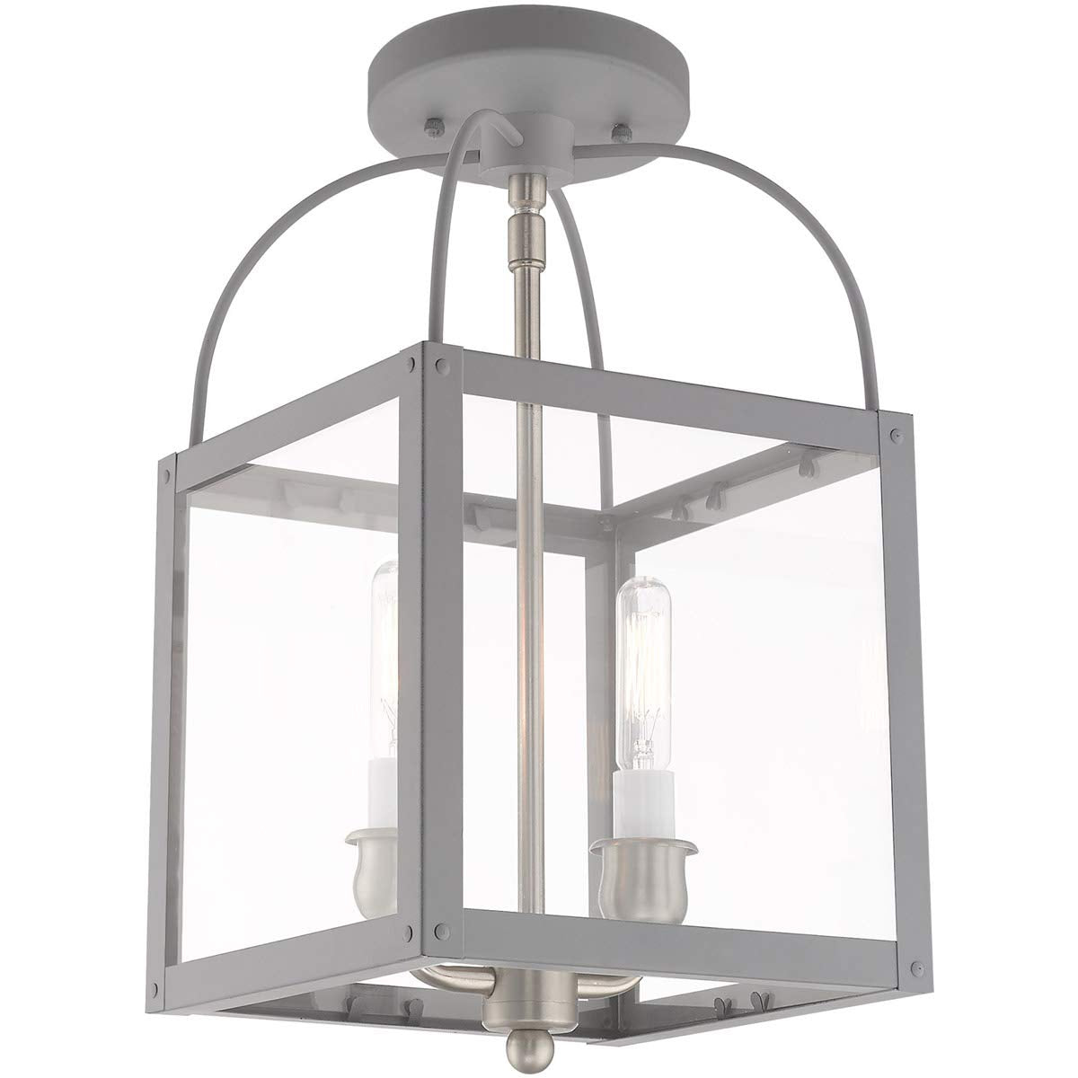 Livex Lighting 4041-80 Milford - Two Light Convertible Mini Pendant, Nordic Gray Finish with Clear Glass