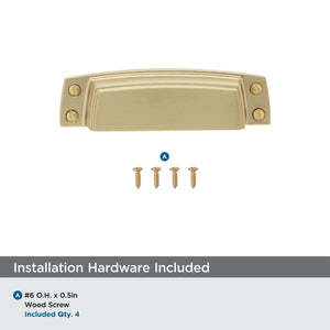 Amerock Cabinet Cup Pull Champagne Bronze 3-1/2 inch (89 mm) Center to Center Highland Ridge 1 Pack Drawer Pull Drawer Handle Cabinet Hardware