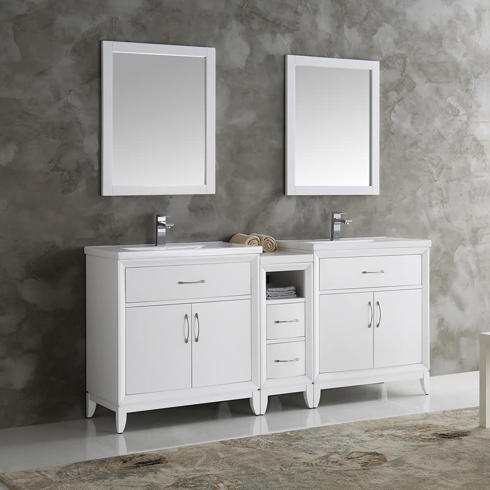 Fresca FVN21-301230AC Fresca Cambridge 72" Antique Coffee Double Sink Traditional Bathroom Vanity w/ Mirrors