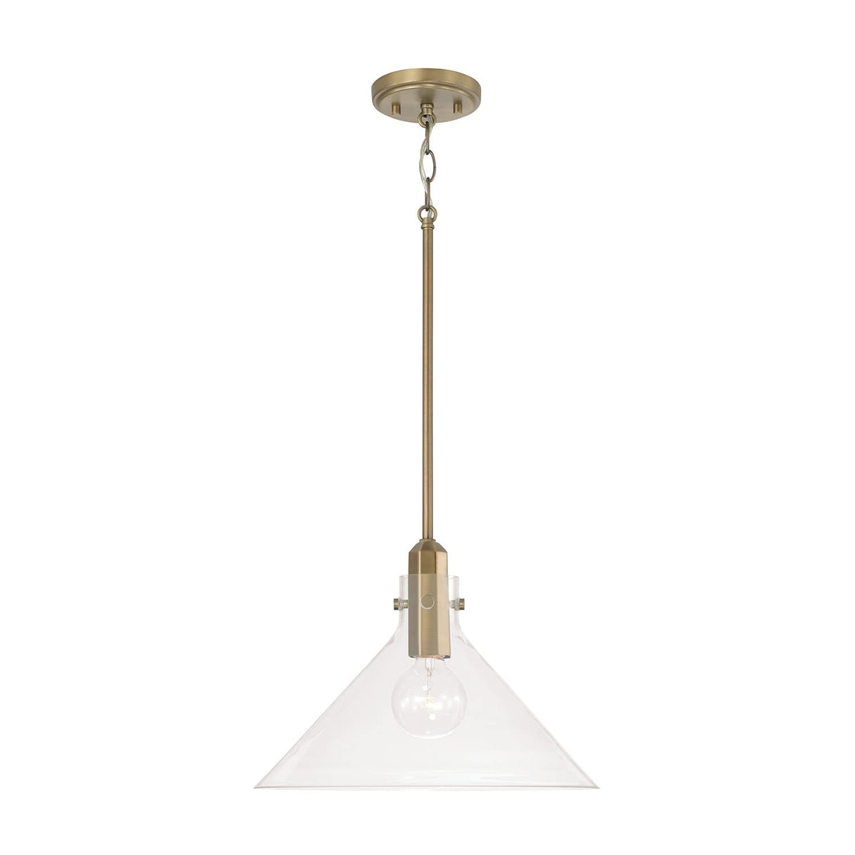 Capital Lighting 345811AD Greer 1 Light Pendant Aged Brass