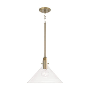Capital Lighting 345811AD Greer 1 Light Pendant Aged Brass