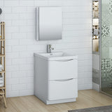 Fresca FVN9124GRG Fresca Tuscany 24" Glossy Gray Free Standing Modern Bathroom Vanity w/ Medicine Cabinet