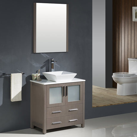 Fresca FVN6230GO-VSL Fresca Torino 30" Gray Oak Modern Bathroom Vanity w/ Vessel Sink