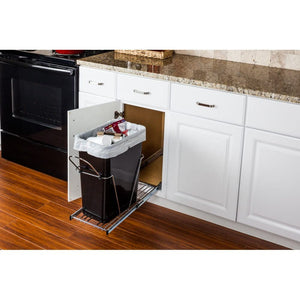 Hardware Resources CAN-EBMSPC-R Polished Chrome Single Can Wire Bottom-Mount Trashcan Pullout