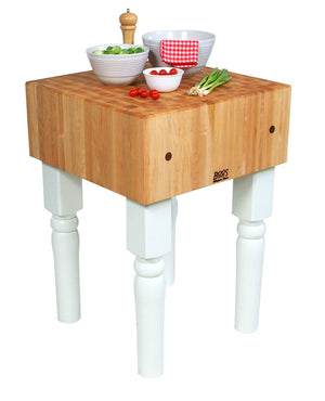 John Boos AB02 Solid 10 Inch Hard Rock Maple End Grain Butcher Block on Beveled Legs, 24 x 18 AB BLOCK 24X18X10-