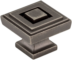 Jeffrey Alexander 585L-DP 1-1/4" Overall Length Distressed Pewter Square Delmar Cabinet Knob