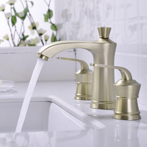 8 Inch 2 Handle Bathroom Faucet Brass Brushed Gold Widespread Vanity Basin Sink Faucet, Traditional Style