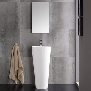 Fresca FVN5022WH Fresca Messina 16" White Pedestal Sink w Medicine Cabinet - Modern Bathroom Vanity