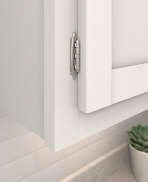 Amerock Cabinet Hinge 3/8 inch (10 mm) Inset Hinge Satin Nickel 2 Pack Non Self-Closing Hinge Face Mount Hinge Cabinet Door Hinge, 2.75 x 2 x 0.69 inches