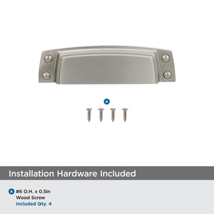 Amerock Cabinet Cup Pull Satin Nickel 3-1/2 inch (89 mm) Center to Center Highland Ridge 1 Pack Drawer Pull Drawer Handle Cabinet Hardware