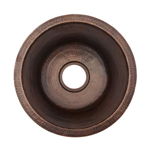 Premier Copper Products BR17DB 17-Inch Round Hammered Copper Prep Bar Sink