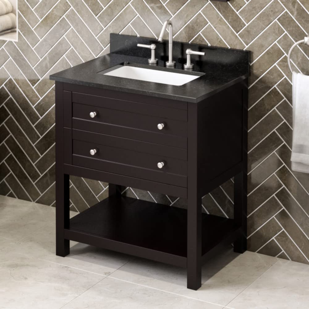 Jeffrey Alexander VKITAST30ESBGR 30" Espresso Astoria Vanity, Black Granite Vanity Top, undermount rectangle bowl