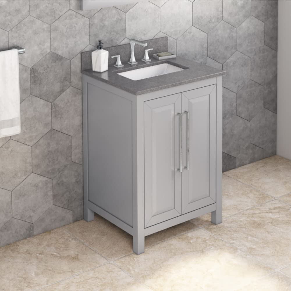 Jeffrey Alexander VKITCAD24GRSGR 24" Grey Cade Vanity, Steel Grey Cultured Marble Vanity Top, undermount rectangle bowl