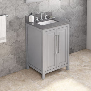 Jeffrey Alexander VKITCAD24GRSGR 24" Grey Cade Vanity, Steel Grey Cultured Marble Vanity Top, undermount rectangle bowl