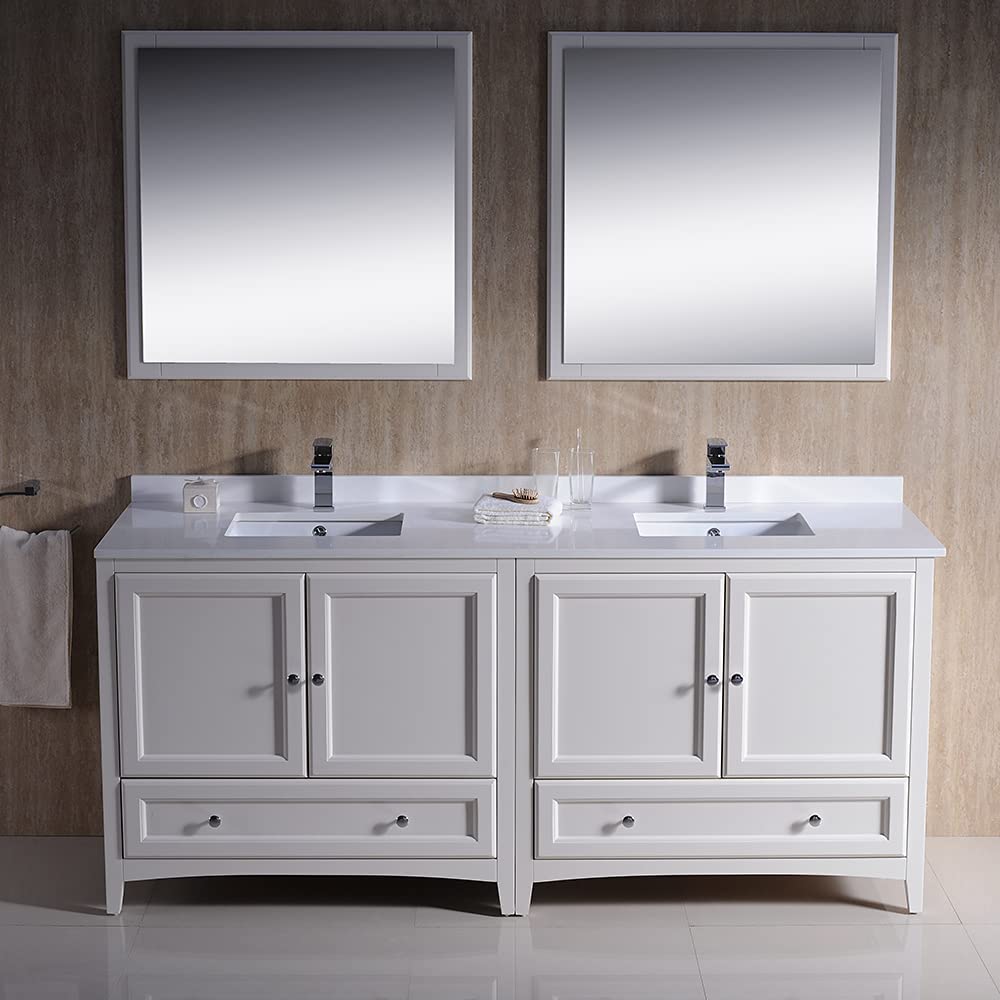 Fresca FVN20-3636GR Fresca Oxford 72" Gray Traditional Double Sink Bathroom Vanity