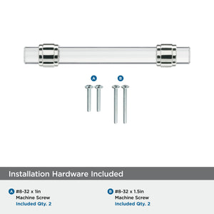 Amerock Cabinet Pull Clear/Polished Chrome 3-3/4 inch (96 mm) Center to Center Glacio 1 Pack Drawer Pull Drawer Handle Cabinet Hardware