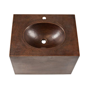 Premier Copper Products VADB24181 24-Inch Hand Hammered Wall Mount Copper Vanity, Oil Rubbed Bronze